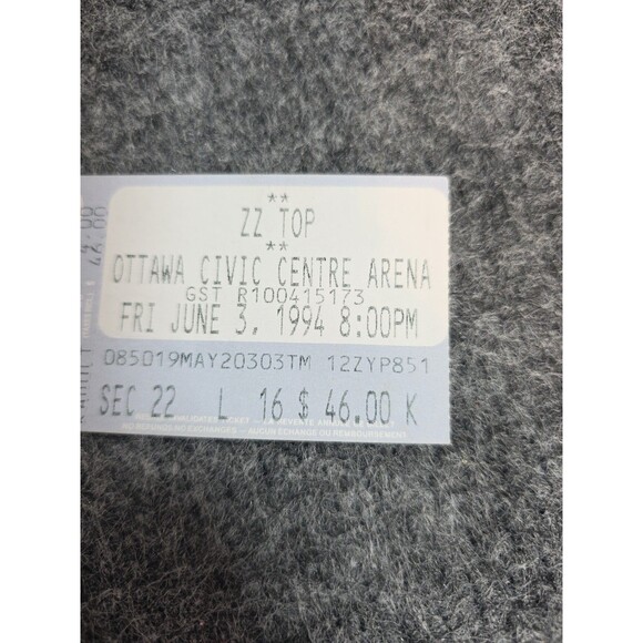ZZ Top Concert Ticket Stub June 3 1994 Ottawa Civic Centre Arena - Picture 4 of 5